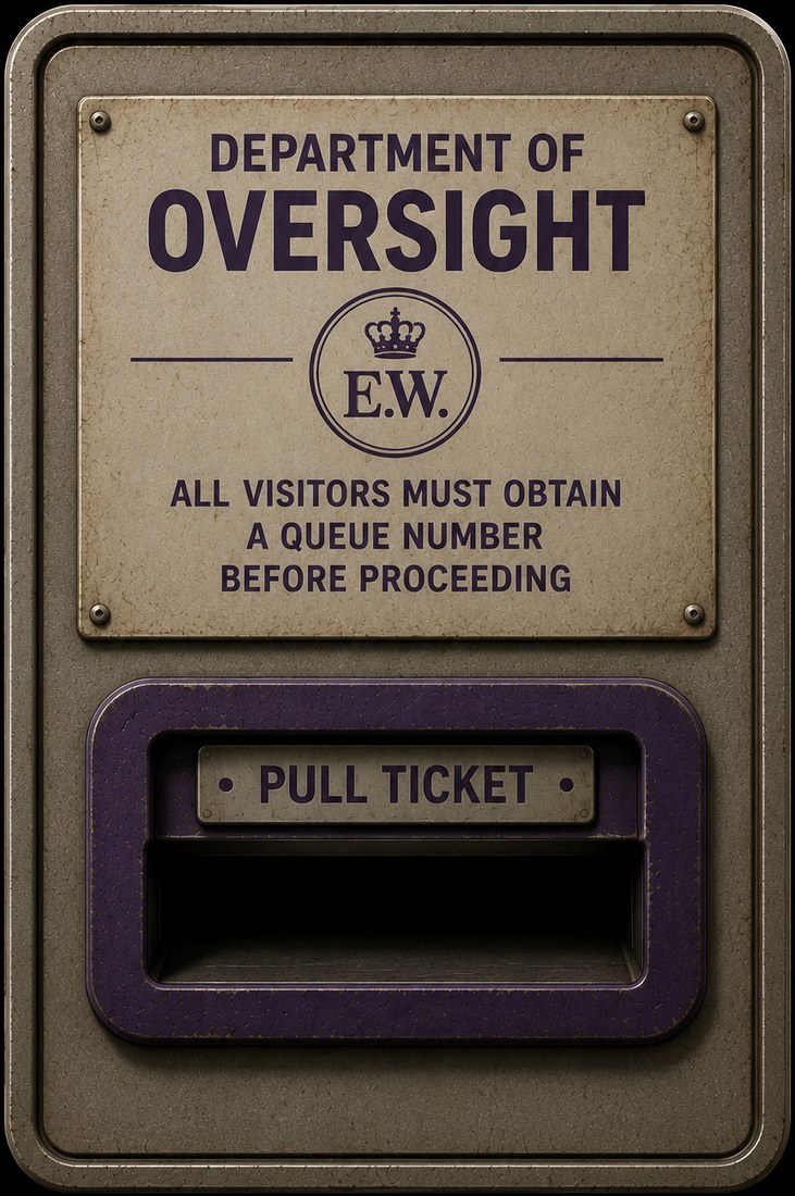 Department of Oversight ticket dispenser